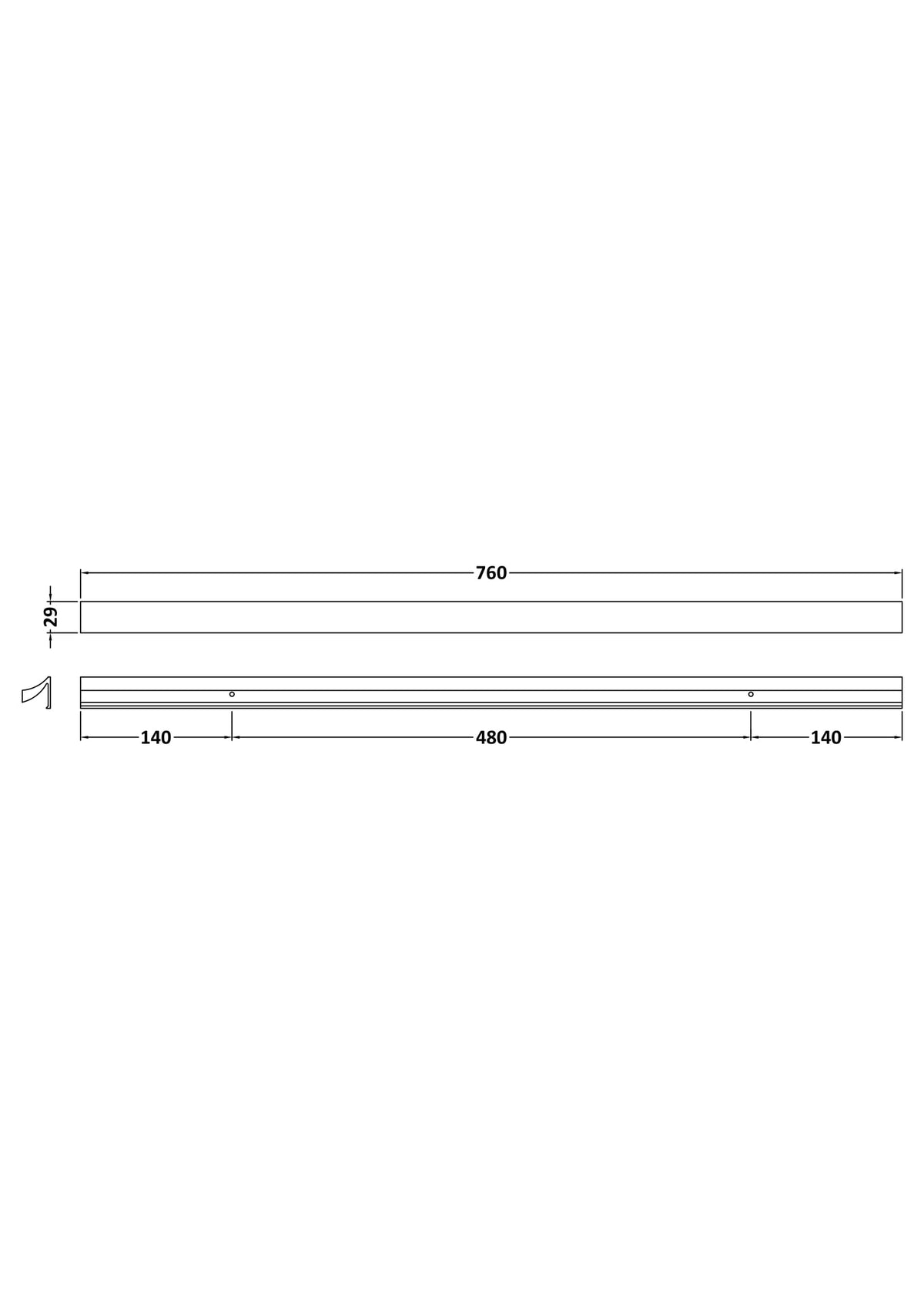 480mm Chrome Handle