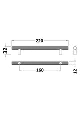 160mm Matt Black Knurled Bar Handle