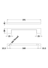 160mm Brushed Brass D Handle