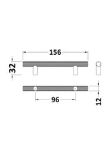 96mm Brushed Brass Knurled Bar Handle