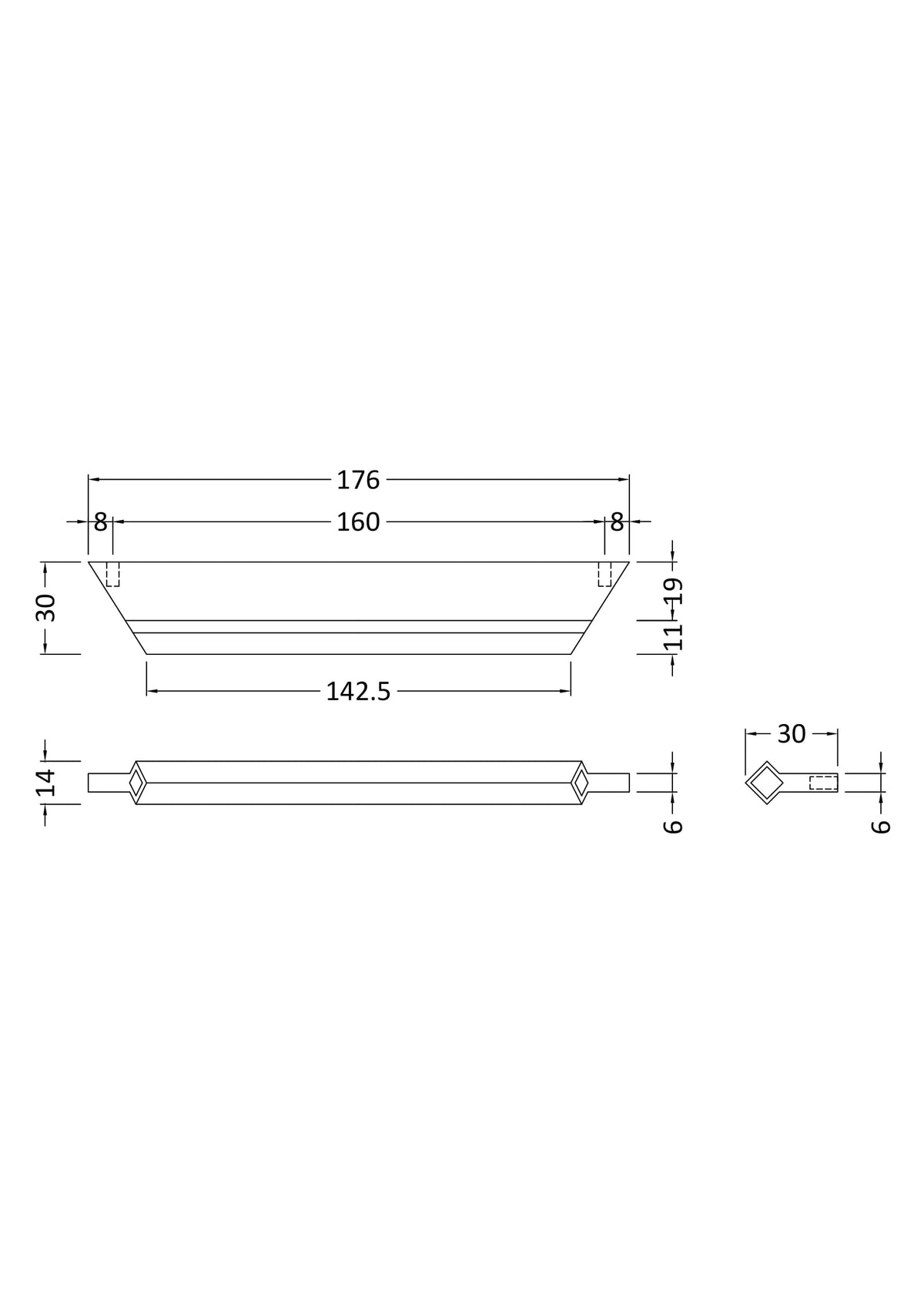 160mm Chrome Profile Handle