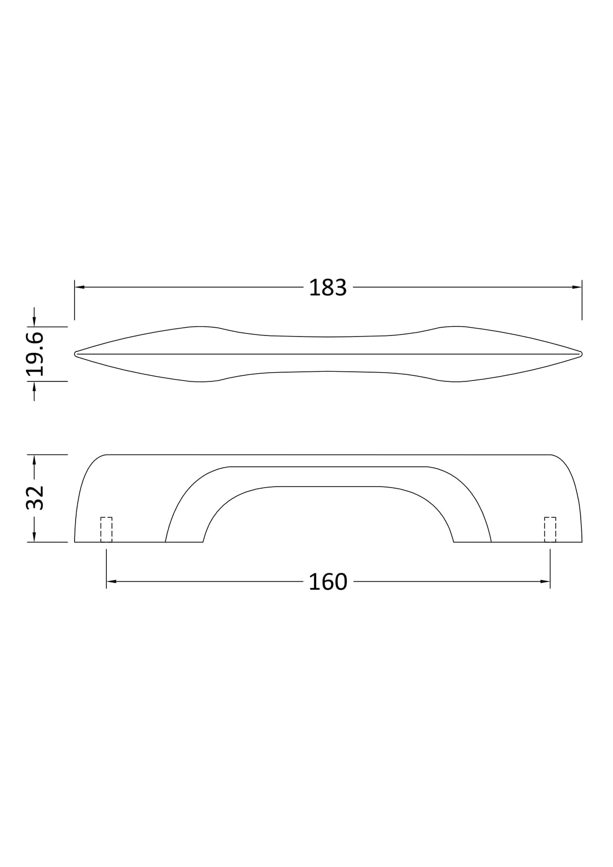 160mm Black D Handle