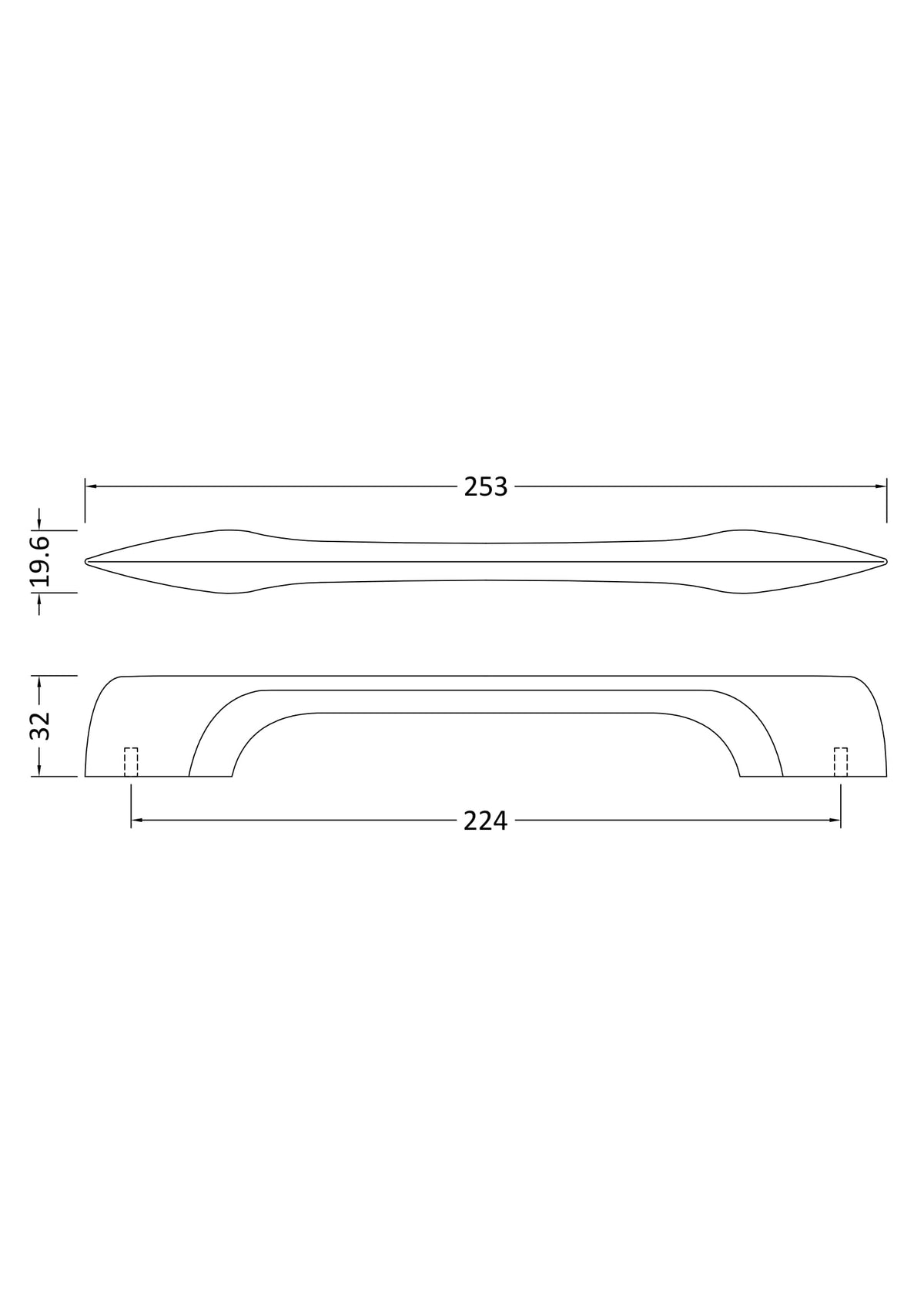 224mm Black D Handle