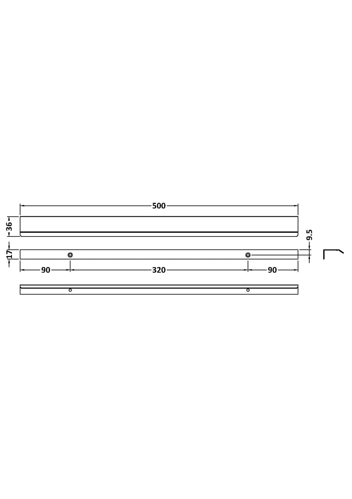 500mm Black Finger Pull Handle
