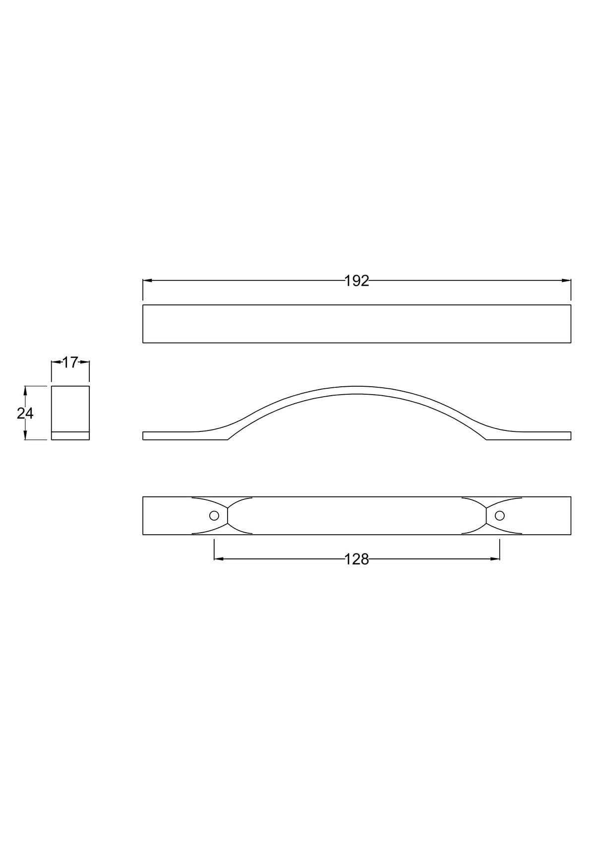 128mm Chrome Square Strap Handle