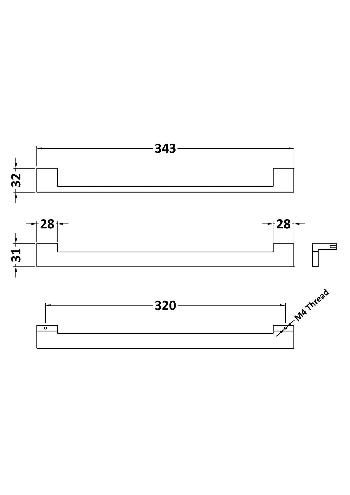 320mm Square Chrome Knob