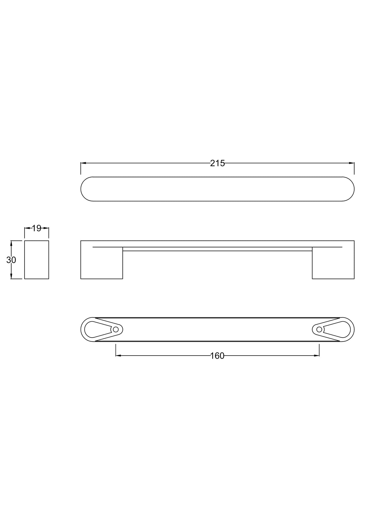 160mm Chrome D Handle