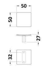 Modern Splash Square Matt Black Square Dished Knob Handle