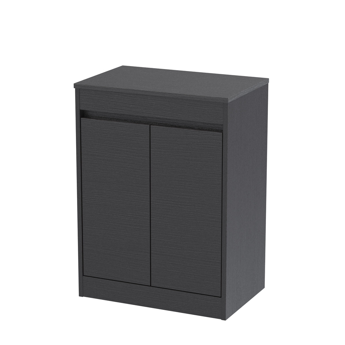 Modern Splash 600mm Graphite Grey Woodgrain 2 Door Floor Standing Vanity Unit With Co-ordinating Worktop