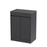 Modern Splash 600mm Graphite Grey Woodgrain 2 Door Floor Standing Vanity Unit With Co-ordinating Worktop