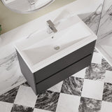 Modern Splash 800mm Graphite Grey Woodgrain 2 Drawer Wall Hung Vanity Unit With Mid-Edge Basin