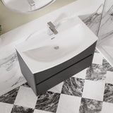 Modern Splash 800mm Graphite Grey Woodgrain 2 Drawer Wall Hung Vanity Unit With U-Shaped Curved Basin