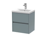 Modern Splash 500mm 2 Drawer Coastal Grey Wall Hung Vanity Unit With Mid-Edge Basin