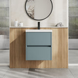 Modern Splash 500mm 2 Drawer Coastal Grey Wall Hung Vanity Unit With Mid-Edge Basin