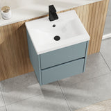 Modern Splash 500mm 2 Drawer Coastal Grey Wall Hung Vanity Unit With Mid-Edge Basin