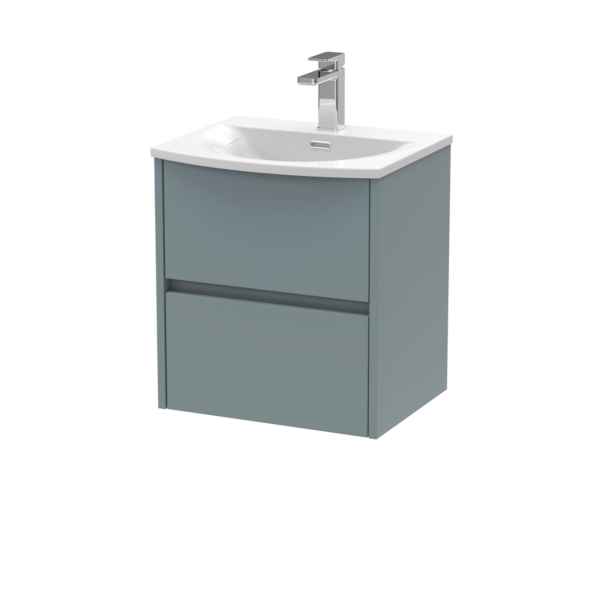 Modern Splash 500mm Coastal Grey 2 Drawer Wall Hung Vanity Unit With U-Shaped Curved Basin
