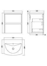 Modern Splash 500mm Soft linen 2 Drawer Wall Hung Vanity Unit With U-Shaped Curved Basin