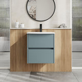 Modern Splash 500mm Coastal Grey 2 Drawer Wall Hung Vanity Unit With U-Shaped Curved Basin