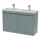 Modern Splash 1200mm Coastal Grey 4 Door Floor Standing Vanity Unit With Ceramic Basin