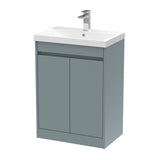 Modern Splash 600mm Coastal Grey 2 Door Floor Standing Vanity Unit With Thin-Edge Basin