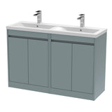 Modern Splash 1200mm Coastal Grey 4 Door Floor Standing Vanity Unit With Polymarble Basin