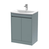 Modern Splash 600mm Coastal Grey 2 Door Floor Standing Vanity Unit With Curved Basin