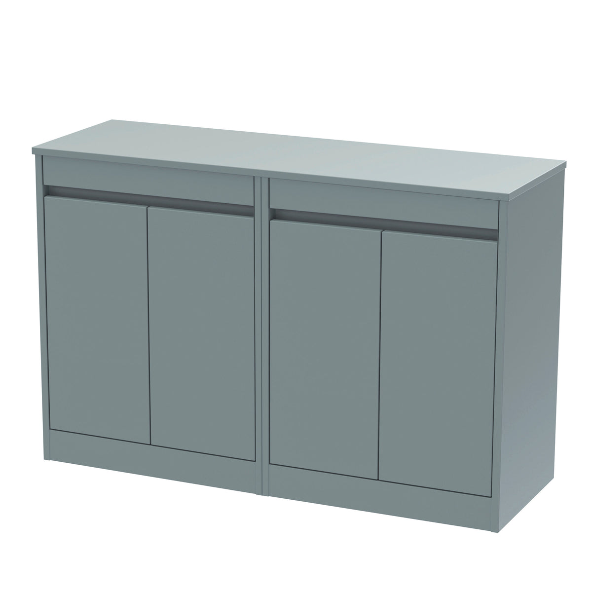 Modern Splash 1200mm Coastal Grey 4 Door Floor Standing Vanity Unit With Co-ordinating Worktop