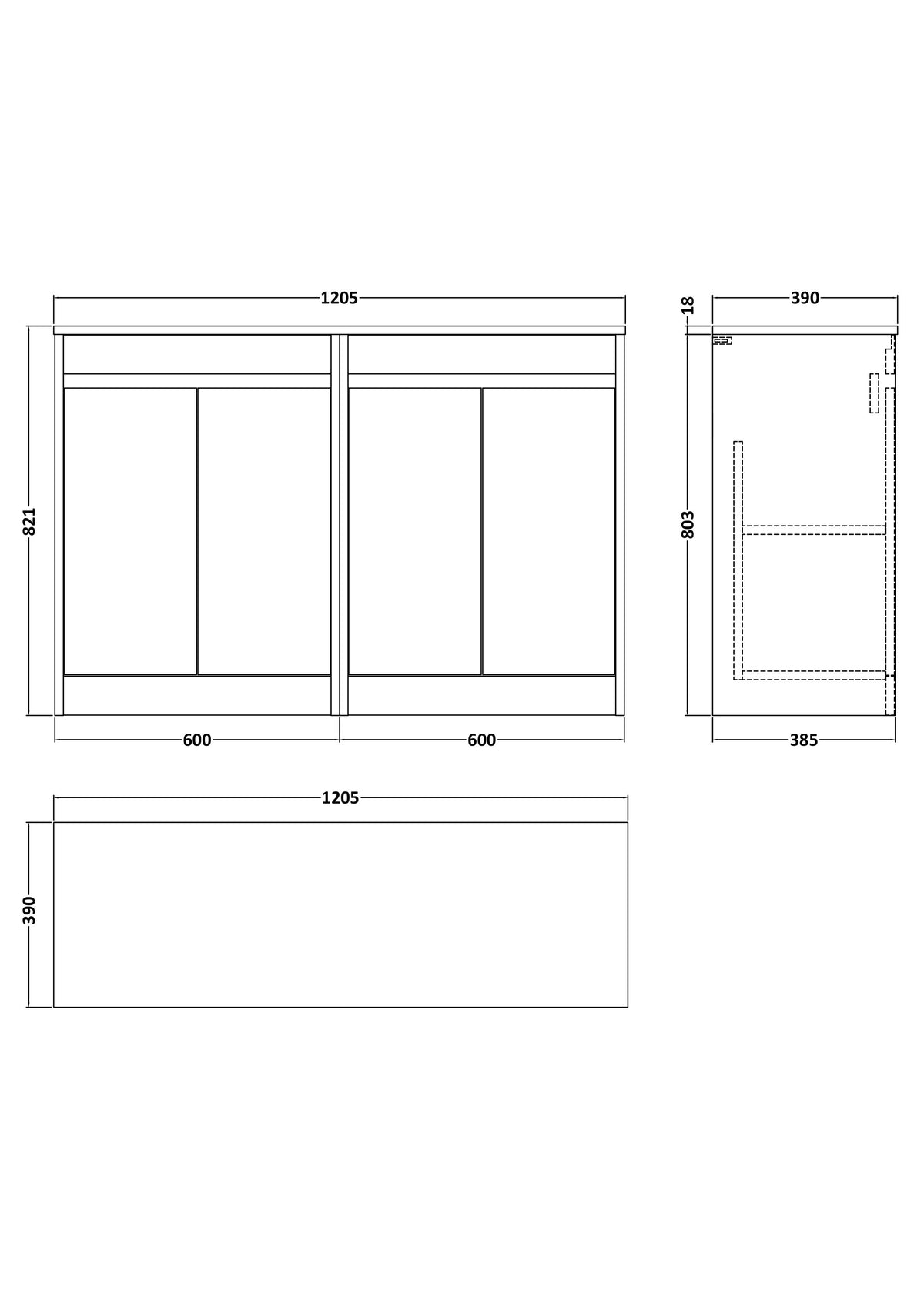 Modern Splash 1200mm Coastal Grey 4 Door Floor Standing Vanity Unit With Co-ordinating Worktop