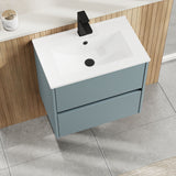 Modern Splash 600mm Coastal Grey 2 Drawer Wall Hung Vanity Unit With Minimalist Basin