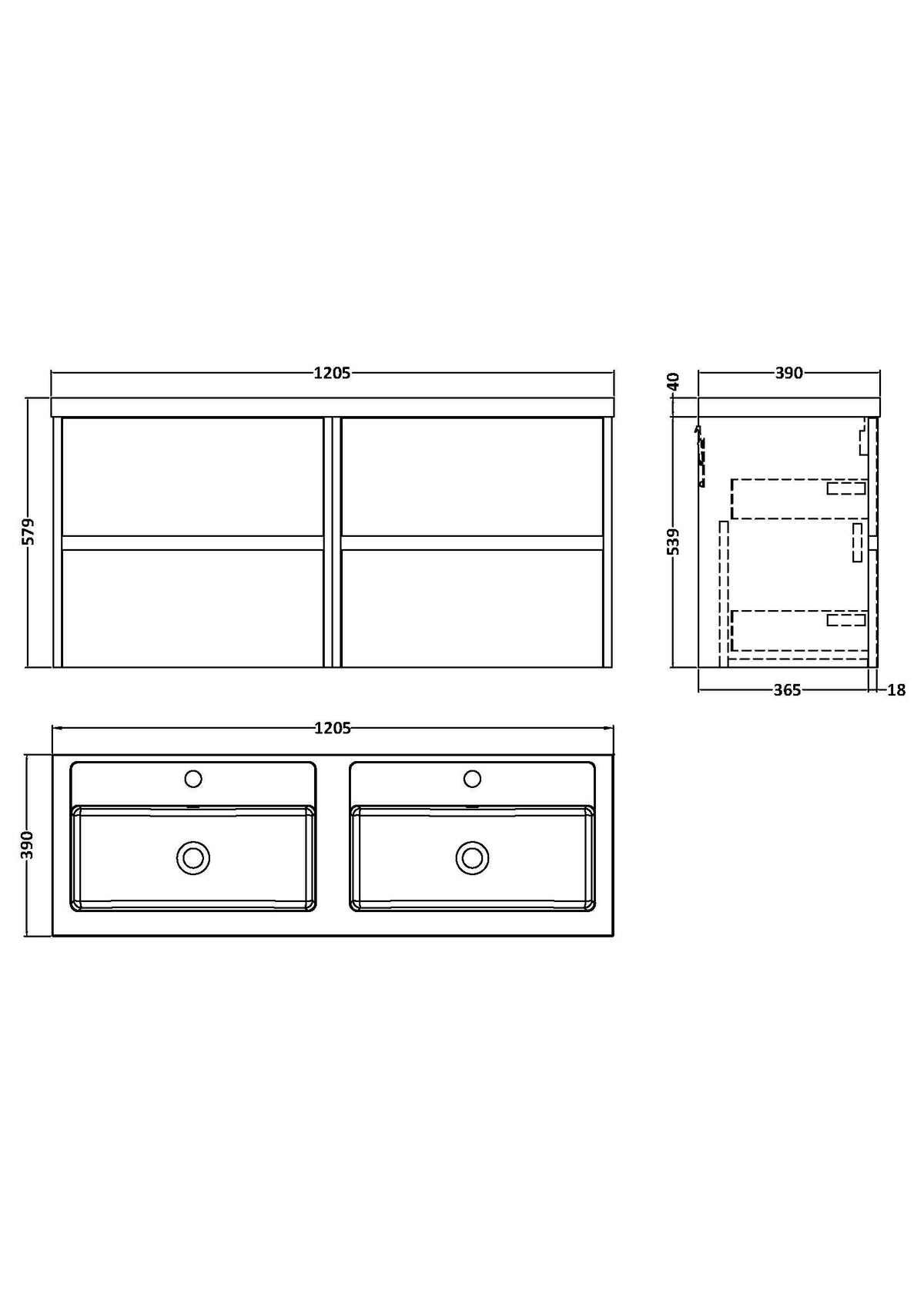 Modern Splash 1200mm Soft linen 4 Drawer Wall Hung Vanity Unit With 2 Tap Hole Polymarble basin