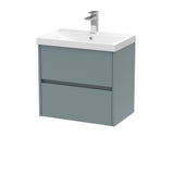 Modern Splash 600mm Coastal Grey 2 Drawer Wall Hung Vanity Unit With Thin Edge Basin
