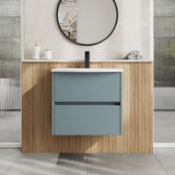Modern Splash 600mm Coastal Grey 2 Drawer Wall Hung Vanity Unit With U-Shaped Curved Basin