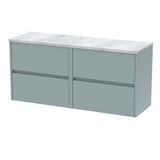 Modern Splash 1200mm Coastal Grey 4 Drawer Wall Hung Vanity Unit With Bellato Grey Worktop