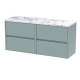 Modern Splash 1200mm Coastal Grey 4 Drawer Wall Hung Vanity With Carrara Laminate Worktop