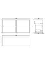 Modern Splash 1200mm Soft linen 4 Drawer Wall Hung Vanity With Carrara Laminate Worktop