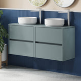 Modern Splash 1200mm Coastal Grey 4 Drawer Wall Hung Vanity Unit With Co-ordinating Worktop