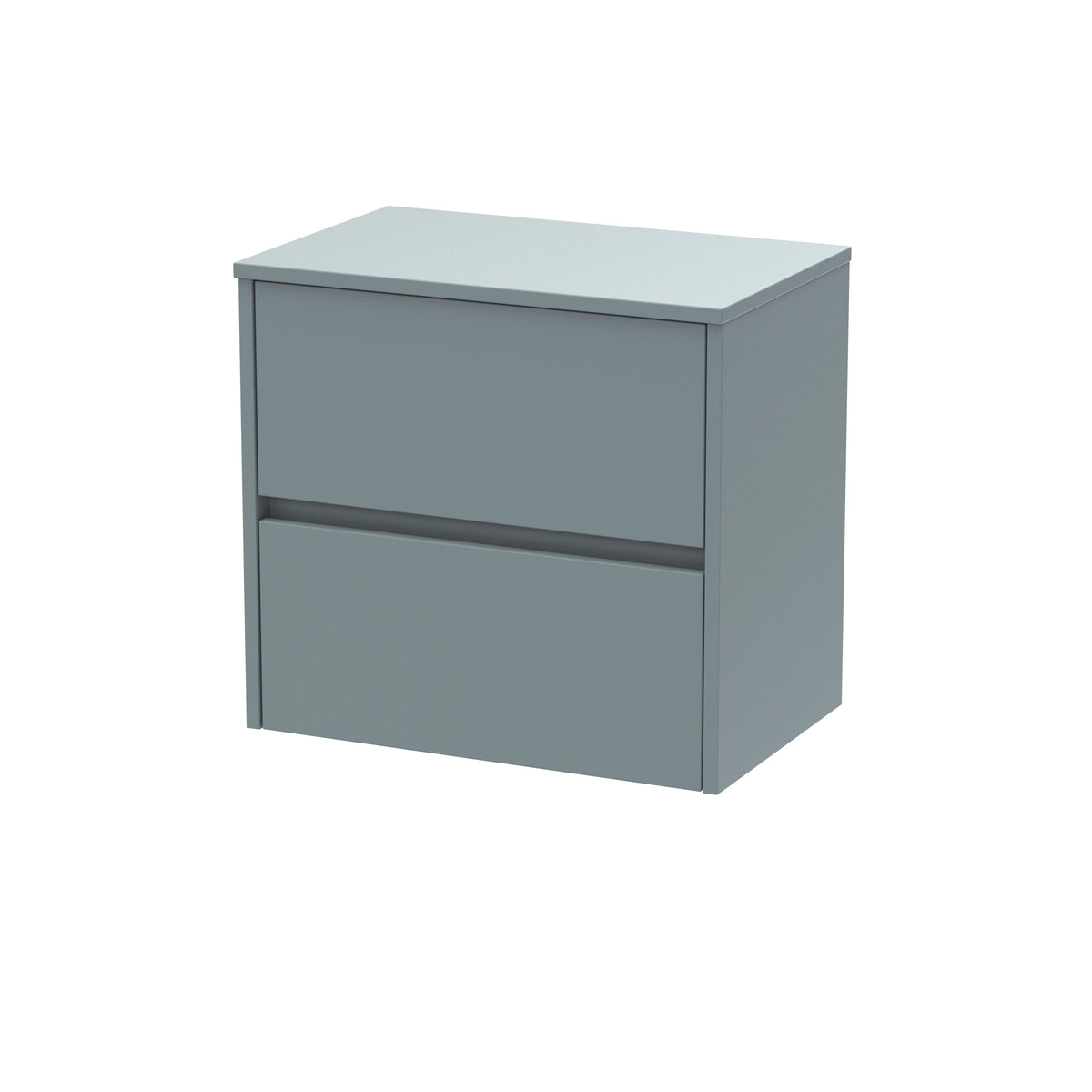 Modern Splash 600mm Coastal Grey 2 Drawer Wall Hung Vanity Unit With Co-ordinating Worktop