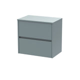 Modern Splash 600mm Coastal Grey 2 Drawer Wall Hung Vanity Unit With Co-ordinating Worktop