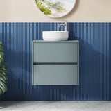 Modern Splash 600mm Coastal Grey 2 Drawer Wall Hung Vanity Unit With Co-ordinating Worktop
