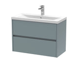 Modern Splash 800mm Coastal Grey 2 Drawer Wall Hung Vanity Unit With Mid-Edge Basin
