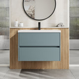 Modern Splash 800mm Coastal Grey 2 Drawer Wall Hung Vanity Unit With Mid-Edge Basin