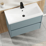 Modern Splash 800mm Coastal Grey 2 Drawer Wall Hung Vanity Unit With Mid-Edge Basin