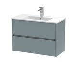 Modern Splash 800mm Coastal Grey 2 Drawer Wall Hung Vanity Unit With Minimalist Basin