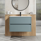 Modern Splash 800mm Coastal Grey 2 Drawer Wall Hung Vanity Unit With Minimalist Basin