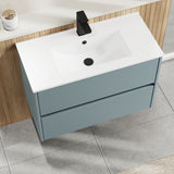 Modern Splash 800mm Coastal Grey 2 Drawer Wall Hung Vanity Unit With Minimalist Basin