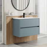Modern Splash 800mm Coastal Grey 2 Drawer Wall Hung Vanity Unit With Minimalist Basin