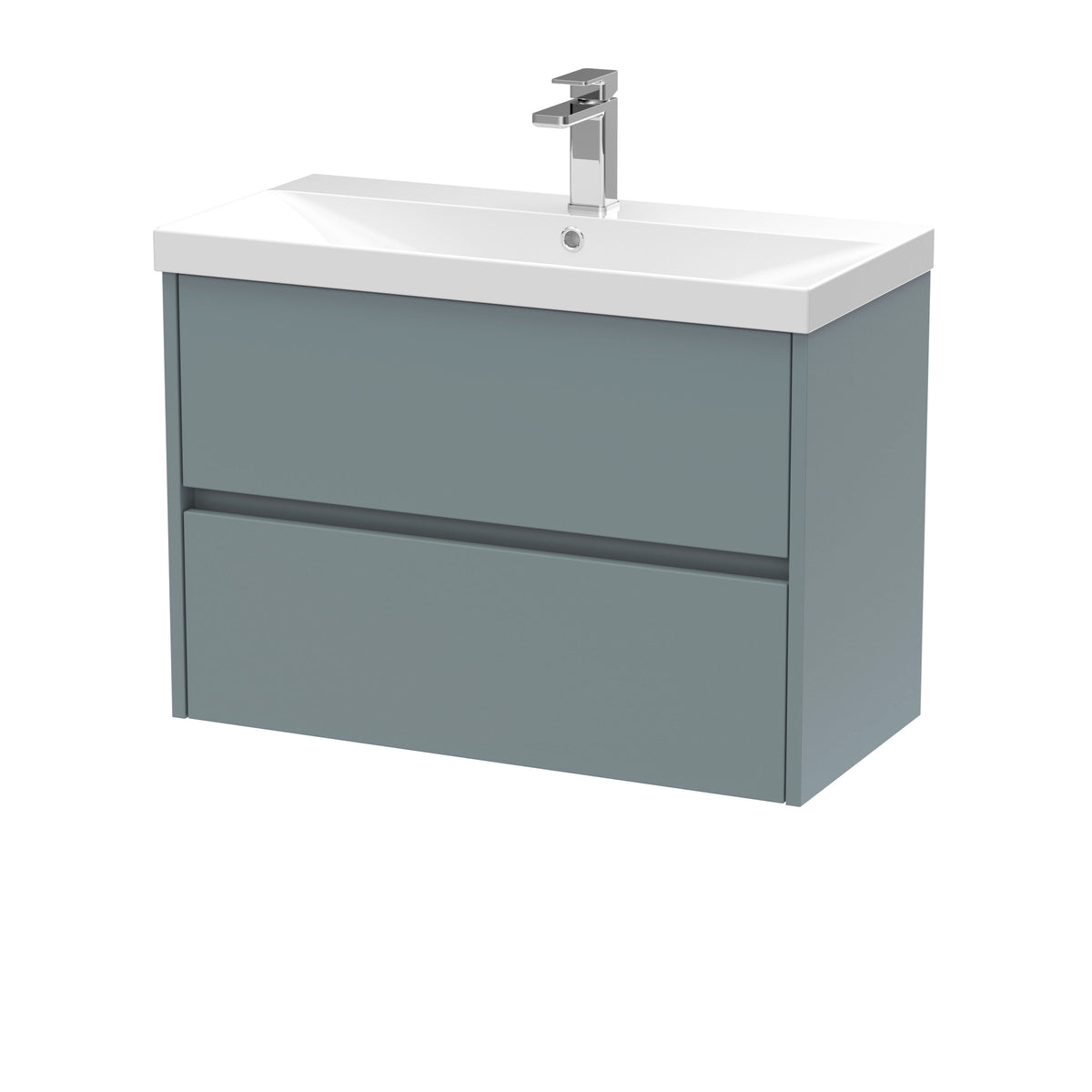 Modern Splash 800mm Coastal Grey 2 Drawer Wall Hung Vanity Unit With Thin Edge Basin