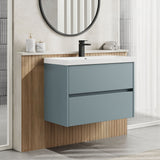 Modern Splash 800mm Coastal Grey 2 Drawer Wall Hung Vanity Unit With Thin Edge Basin