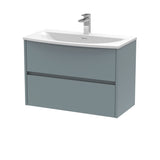 Modern Splash 800mm Coastal Grey 2 Drawer Wall Hung Vanity Unit With U-Shaped Curved Basin
