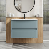 Modern Splash 800mm Coastal Grey 2 Drawer Wall Hung Vanity Unit With U-Shaped Curved Basin